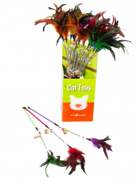 CAT STICK WITH SPRING AND FEATHERS