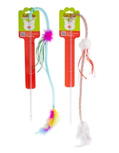 BACCHETTA GATTO CON PIUME COLORATE