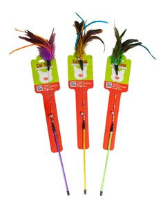 BACCHETTA GATTO CON MOLLA, SONAGLI E PIUME