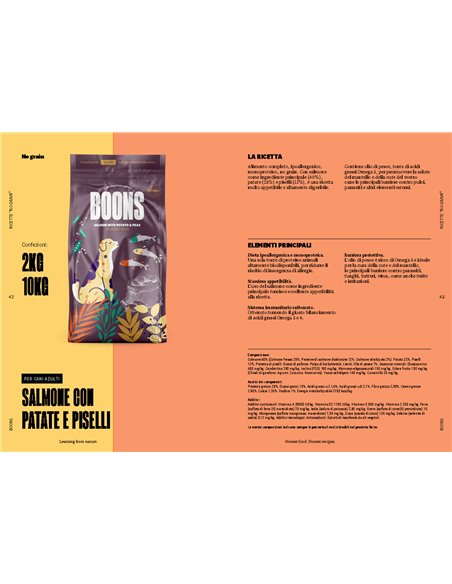 BOONS ALIMENTO PER CANI ADULTI SALMONE CON PATATE E PISELLI NO GRAIN